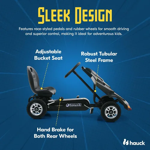 Vista 4 de Hauck de batimóvil con pedal de Go Kart Carrito de bicicleta para exteriores con neumáticos de goma para niños y niñas con asiento de cubo