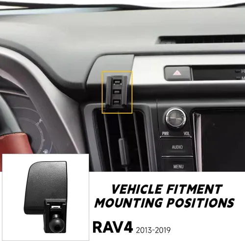 Vista 2 de B&DOG XSIN Soporte de teléfono de automóvil para Toyota RAV4 2013-2019, soporte activado por gravedad mejorado con base ajustable, instalación