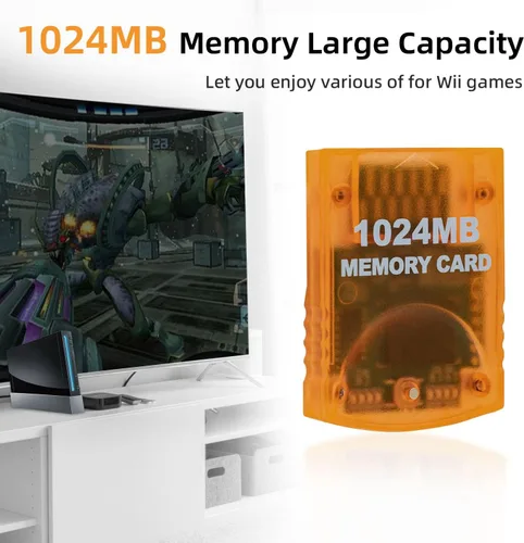 Vista 6 de Tolesum Memory Card 1024MB16344 Blocks 8 Data Areas for Gamecube and Wii Console Orange 1024MB