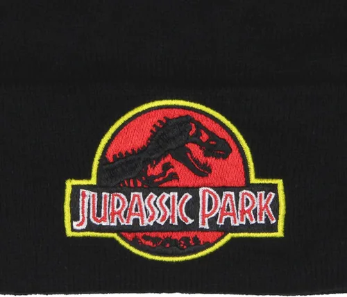 Vista 4 de Jurassic Park Hat Beanie Bordado Classic Logo Cuff Knit Beanie Cap Negro, Negro