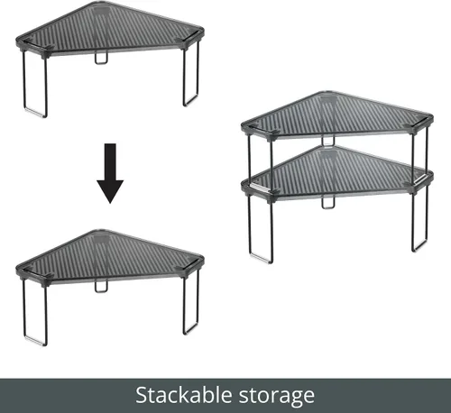 Vista 5 de mDesign Estante apilable de esquina de plástico/acero, estante organizador de almacenamiento para baño, tocador, encimera, fregadero, gabinete