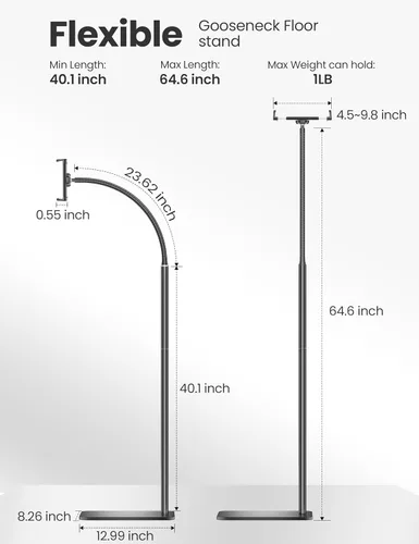 Vista 6 de VOLTIFYMAX Soporte para Kindle con girador de páginas remoto para leer en la cama, soporte para tableta con cuello de cisne ajustable, compatible