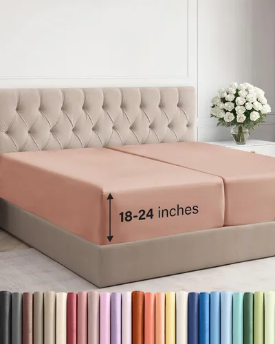 Vista 143 de Sábana bajera ajustable extra profunda Twin XL – Sábana bajera individual de lujo de hotel solamente – Se adapta fácilmente a colchones de 18 a 24