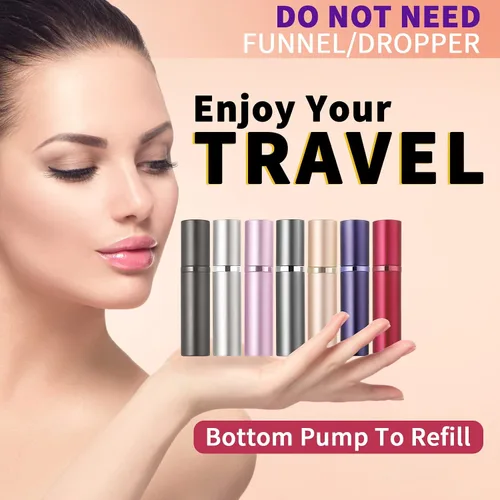 Vista 2 de Perfume Atomizer Bottle (5ml) Refillable Portable Mini Perfume Atomizer for Travel Leak Proof Pump Perfume Spray Bottle Atomizer for Man and Woman