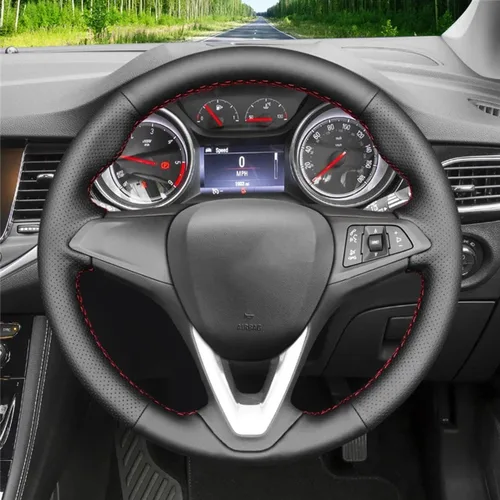 Vista 2 de HATHWAY Fit for Vauxhall Zafira (C) 2016-2018,Car Steering Wheel Cover,Car Black Steering Wheel Cover,Car Hand-Sewn Steering Wheel Cover