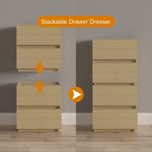 Vista 6 de furtble Cómoda apilable de 2 cajones, cubo de almacenamiento multiusos para dormitorio, armario de almacenamiento para entrada, mesita de noche