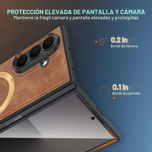 Vista 4 de Fingic - Funda para Samsung Galaxy Z Fold 7 compatible con Magsafe Kickstand A-Marrón