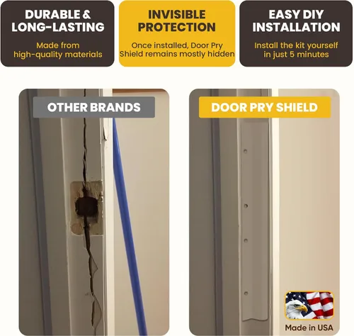 Vista 5 de Door Armor 12″ Pry Shield Accesorio de seguridad para puerta – Protector de cerradura de acero resistente, evita ataques de palanca, fácil