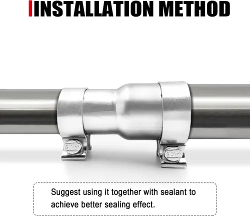 Vista 4 de Peastorm Adaptador de Escape de 2 a 2.5 Pulgadas, Tubo Conector Reductor de Escape de 2" DI a 2.5" DI con Abrazadera