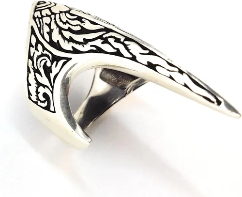 Vista 2 de Fang Gótico Biker Retro 925 Stelring plateado turco hecho a mano de lujo para hombre, all sizes, customize size available, Plata de ley 925, plata