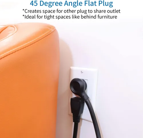 Vista 5 de NTONPOWER - Paquete de tira de alimentación de cable de extensión larga, regleta de enchufe plano de 25 pies con 3 tomas, 3 puertos USB, regleta