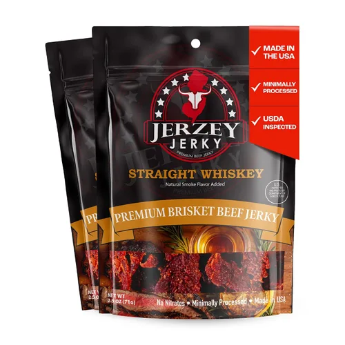 Vista 11 de Jerzey Jerky Carne Asada Brisket Jerky 2.5oz (2 Pack) – Bocadillos de carne de brisket asada con alto contenido en proteínas, sin gluten