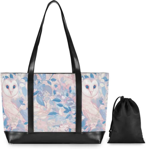 Vista 2 de Cartoon Barred Owl Peach fashion computer bags with zipper large tote for travel with gym maletin ejecutivo para mujer
