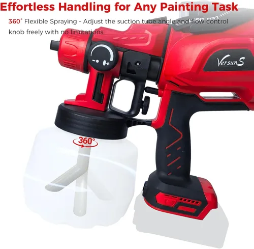 Vista 7 de Pulverizador de pintura inalámbrico compatible con Makita de batería máxima de 18 V HVLP, pistola de pintura eléctrica con luz LED, pintor