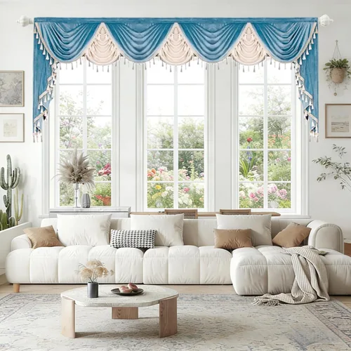 Vista 29 de Gxi Cenefa de cortina de terciopelo beige burdeos para ventanas de cocina, cenefas de cascada de terciopelo, cortinas de ventana para sala de estar