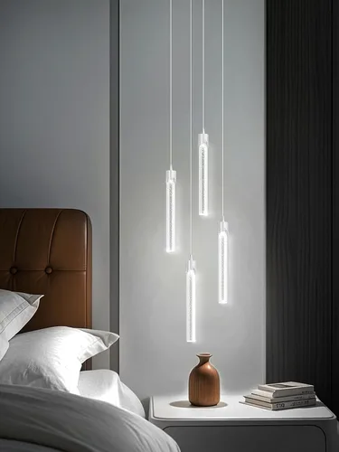 Vista 12 de ykolupty Luces colgantes modernas para isla de cocina, mini lámpara colgante de cristal negro con LED regulable de 2700 K-6000 K, lámpara de araña