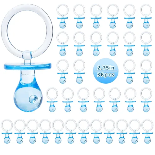 Vista 12 de Chupetes para juego de baby shower, 36 chupetes de plástico para decoración de baby shower DIY, chupetes de baby shower de tamaño grande, decoración