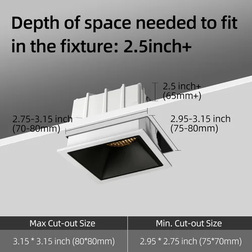 Vista 6 de Aisilan - Iluminación empotrable cuadrada, regulable de 7 W, 3 pulgadas, luces LED empotrables con caja de conexiones, luz LED descendente