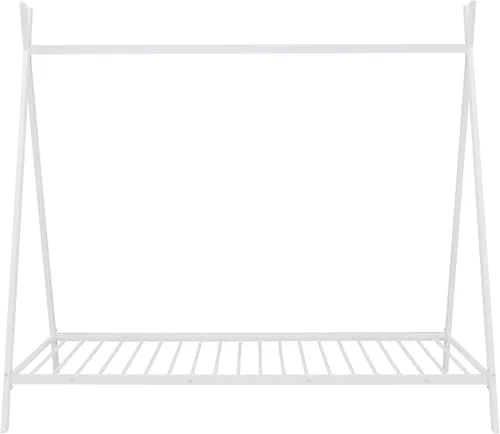 Vista 4 de SOFTSEA Cama triangular con listones, plataforma de cama de metal individual para niños (blanco)