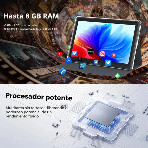 Vista 4 de PEICHENG Tablet Android 14.0 de 7", RAM 8GB(3+5Expand)+32GB ROM, Tabletas, Cámara Dual, Pantalla IPS de 1024 x 600, Expansión de 1TB, Tablet