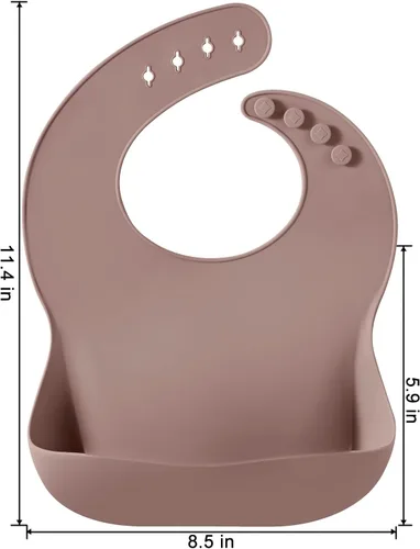 Vista 3 de PandaEar Set of 3 Silicone Baby Bibs, Waterproof Soft Adjustable Bibs for Babies Toddlers 10-72 Months