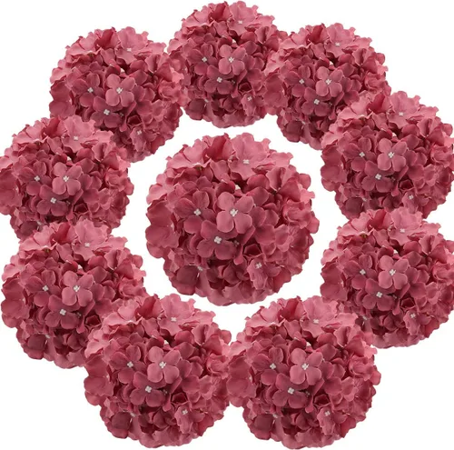 Vista 10 de Cabezales artificiales de hortensias de seda para decoración de bodas caseras, 10