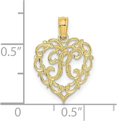 Vista 3 de Diamond2Deal Abalorio de oro amarillo de 14 quilates, letra del alfabeto, letra inicial, joyería fina para mujer