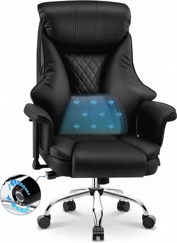Vista 13 de AreShark Silla de oficina grande y alta, silla ejecutiva de escritorio de cuero con respaldo alto y soporte lumbar ajustable, ergonómica, cómoda