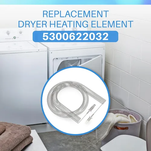 Vista 7 de Secadora Elemento calefactor Restring Coil, encaja 5300622032 Frigidaire Electrolux Bobina de recambio con aislador, se adapta a secadores