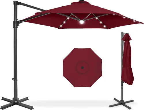 Vista 11 de Best Choice Products Sombrilla de Patio de Mercado Colgante Descentrada con LED Solar de 10 pies para Patio Trasero, Junto a la Piscina, Césped