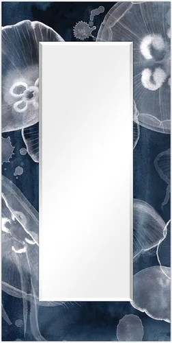 Vista 13 de Empire Art Direct Espejo de pared rectangular biselado en blanco y negro con vidrio templado impreso abstracto, tocador, espejo de baño, listo