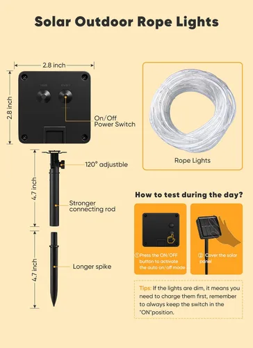Vista 6 de Brightown Cuerda solar de 39 pies 100LED luces impermeables al aire libre