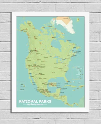 Vista 6 de Best Maps Ever Póster de mapa de parques nacionales de América del Norte, 18 x 24 pulgadas (verde y aguamarina)