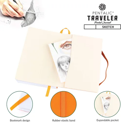 Vista 4 de Cuaderno de bocetos Travelers Dot Grid Pentalic Art, libre de ácidos