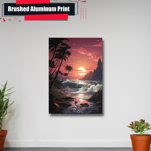 Vista 4 de Neon Sunset Vibes Florida Synthwave Sunset Framed poster Print, Retro Miami Style Wall Art, poster Prints, Wall Decor