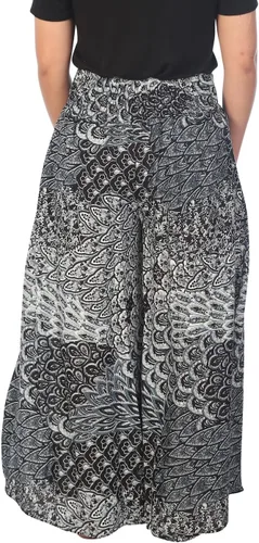 Vista 3 de Lannaclothesdesign Boho Palazzo Pants Women Pavo real colorido negro