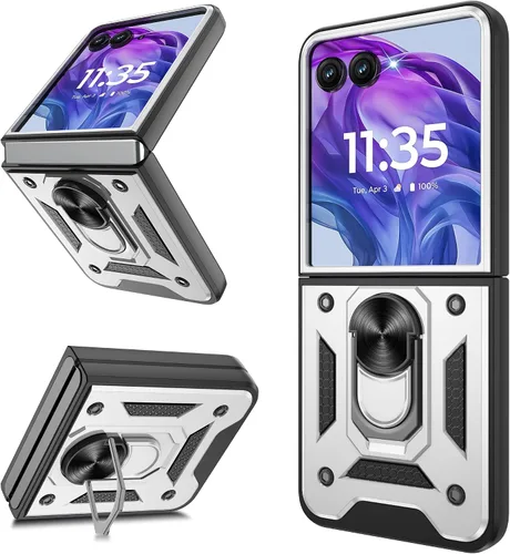 Vista 14 de Funda protectora para Motorola Razr+ Plus 2024/Razr+ Plus 2025, resistente a prueba de golpes con rotación de 360° con soporte de metal