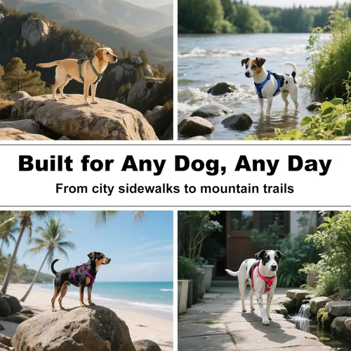 Vista 7 de Plutus Pet Arnés ajustable sin tirones para perro con detalles de cuero, chaleco de nailon reflectante resistente para entrenamiento, senderismo