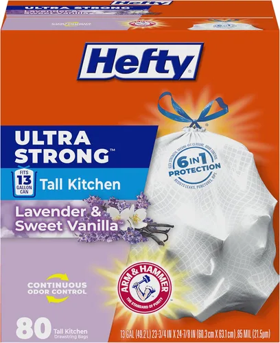 Vista 13 de Hefty Bolsas de basura ultra fuertes de 13 galones, bolsas de basura altas para cocina de 13 galones, resistentes a fugas, pinchazos y rasgaduras
