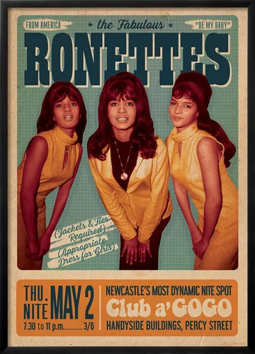 Vista 2 de AllPosters Póster de pared The Ronettes Club a go on Black Frame, 23x33