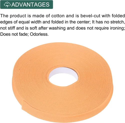 Vista 365 de MECCANIXITY Cinta al bies de doble pliegue de 1/2 pulgada de poliéster continuo a granel para costura, costura, dobladillo, encuadernación y Beige