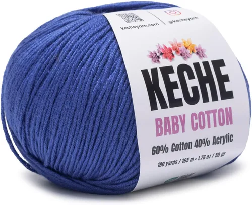 Vista 79 de Keche Algodón bebé, 60% algodón, 40% hilo acrílico, hilo de algodón suave para ganchillo y tejer, hilo amigurumi 1 madeja/bola, 1.76 oz (50 g), 180