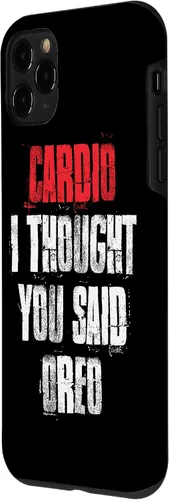 Vista 2 de Funda divertida de entrenamiento de gimnasio para iPhone 11 Pro Cardio I Thought You Said Oreo