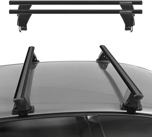Vista 2 de OMAC Barras transversales de techo para VW Jetta A4 2000-2005 bloqueable 110 libras aluminio negro 2 piezas se adapta a portadores de carga, kayak