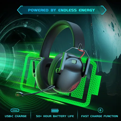 Vista 6 de Auriculares inalámbricos para juegos para PC, PS5, PS4, Mac, Nintendo Switch, auriculares para juegos con micrófono, auriculares Bluetooth 5.3