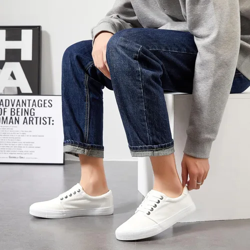 Vista 5 de yageyan Zapatos de lona para hombre Zapatillas bajas Zapatillas blancas de moda para hombre Zapatos casuales