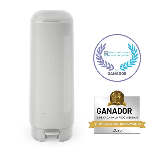 Vista 3 de Diaper Genie Signature Pail (gris) incluye 1 rollo de recarga fácil con 18 bolsas Capacidad para hasta 846 pañales de tamaño recién nacido por