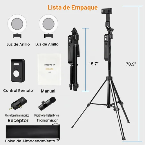 Vista 8 de Kit de vlogging para iPhone/Android, trípode de seguimiento facial