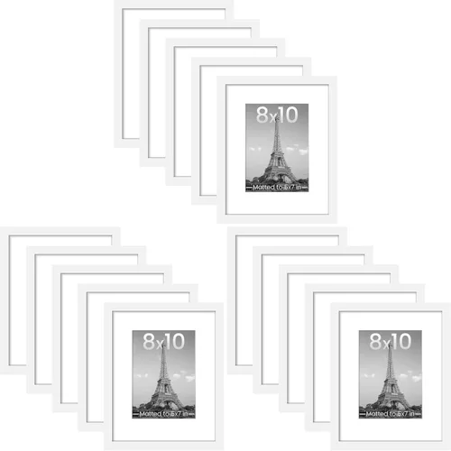 Vista 50 de upsimples Portarretratos de 8 x 8 pulgadas, marcos de pared para galería, juego de 5, color negro