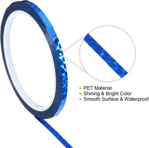 Vista 3 de PATIKIL Cinta prisma de 0.2 pulgadas x 55 yardas, adhesivo reflectante holográfico metalizado para detallar decoración de pared, arte, azul